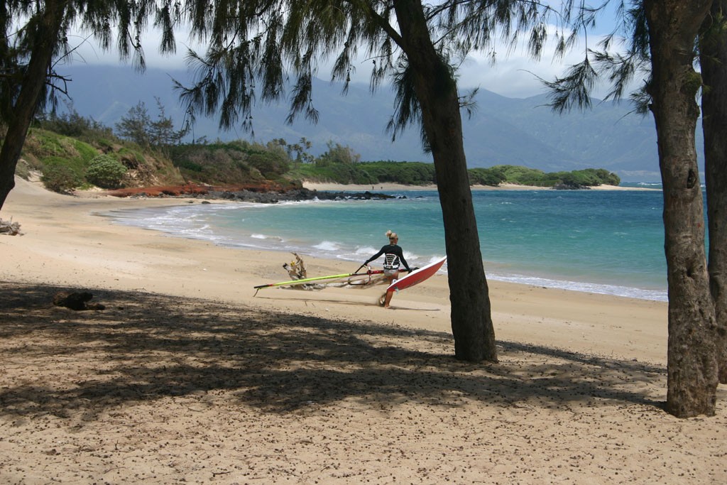 Windsurfer launching at Euro Beach