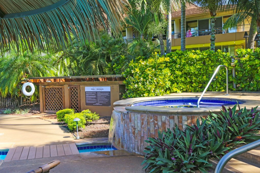 One of two hot tubs