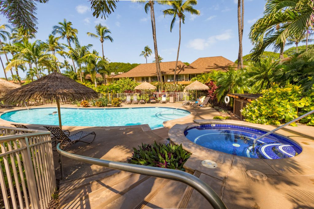 One of two hot tub-pool areas
